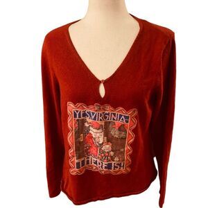 Gap Red “Yes Virginia” V-neck Sweater